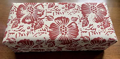 Vintage Fabric Rectangular Covered Box With Lid Floral  10”x5”x3” Burnt Orange • $13