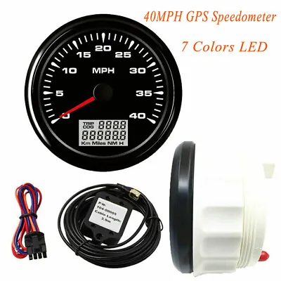85mm 3-3/8  GPS Speedometer 40MPH Odometer 7 Colors LED For Car Marine Golf Cart • $71.20