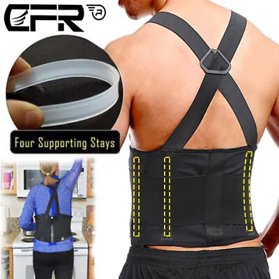 Heavy Duty Lift Lumbar Lower Back Waist Support Belt Brace Suspenders Work Sport • $18.99