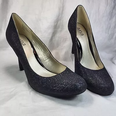 A.N.A. Shiny Sparkle Black SHOES Womens Size 9M Heels Pumps A New Approach • $22