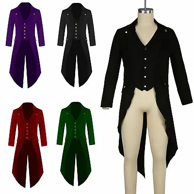 Men's Vintage Long Jacket Tuxedo Tail Coat Jacket Overcoat Uniform Outwear Coat • $36.95