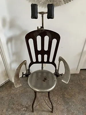 Antique Dentist Metal Adjustable Dental Chair Unique Industrial Vintage Heavy • $379