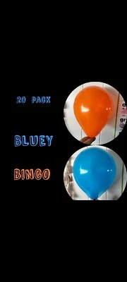$8 • Buy 20 Blue Orange 5 Inch Balloons Bingo Bluey  Topper  Birthday Cake Decoration 