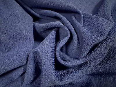 Textured Scuba Stretch Double Jersey Fabric Per Metre- Treebark Jacquard - Blue • £5.99