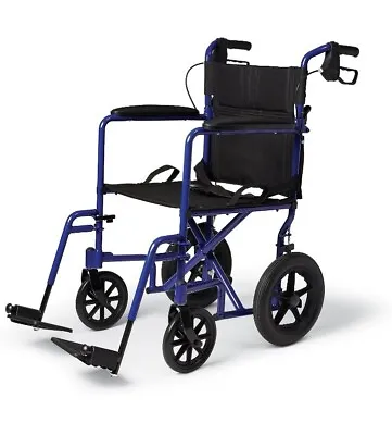 Medline Aluminum Transport Chair With 8” Wheels Blue - MDS808200ABE • $96