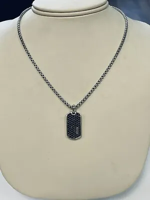 David Yurman 1.50ct Pave Round Black Diamond Streamline 925 Pendant With Chain • $1195