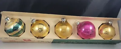 Vintage Mercury Glass Ball Ornaments Glitter Design Striped Teardrop NO BOX • $23.80