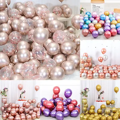 £7.99 • Buy 10-50 CHROME BALLOONS METALLIC LATEX PEARL 10  Helium/Air Wedding Birthday Party