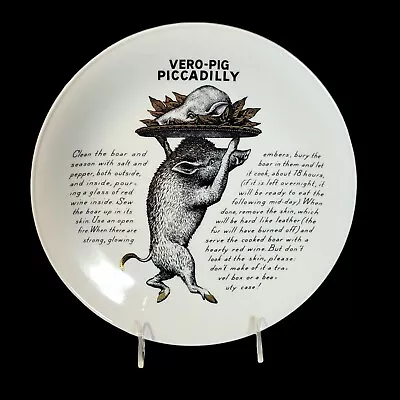 Piero Fornasetti Milano Fleming Joffe Recipe Plate VERO-PIG PICCADILLY Italy • $299.95