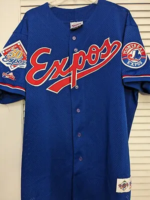 Montreal Expos VTG 90s Majestic Diamond Collection Blue Mesh Jersey Mens 2XL • $80