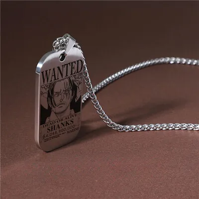 One Piece Square Titanium Steel Pendant Stainless Steel Anime Men's Necklace • $9.79