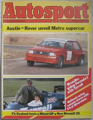 AUTOSPORT Magazine 1 March 1984 Featuring MG Metro 6R4 Vauxhall Astra GTE • £6.99