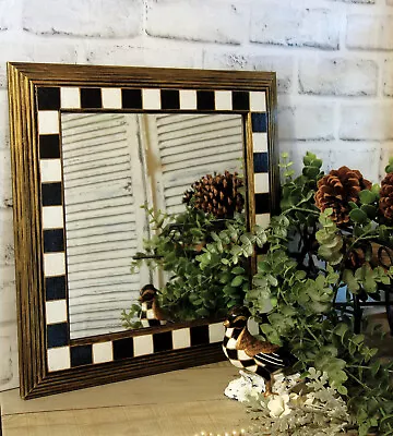 Courtly Mirror Black And White Checked Mirror Hand Painted Buffalo Check Mirror • £95.55