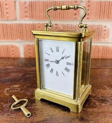 Antique French Travel Carriage Clock Gilt Brass Jewelled 8 Day Couaillet Freres • $41.07