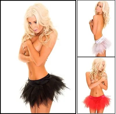  Layered Tulle Petticoat Tutu Party Clubwear Rave Black White Red • £11