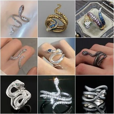 $3.61 • Buy Fashion 925 Silver Snake Rings For Women Men Party Jewelry Gifts Ring Size 6-10