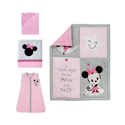 Lambs & Ivy Disney Baby Minnie Mouse 4 Piece Nursery Crib Bedding Set Pink • $136.30