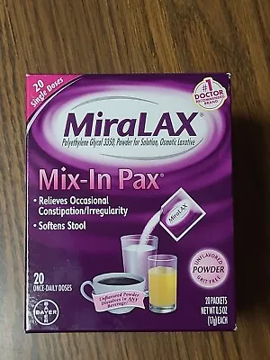 MiraLAX # 1 Doctor Recommended Brand Mix-In Pax 20 Travel Packs Once Daily Doses • $26.95