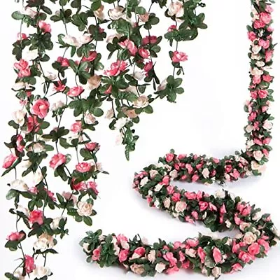 PONKING 8 Pcs 66FT Flower Garland Artificial Rose  Assorted Colors  Sizes  • $26.08