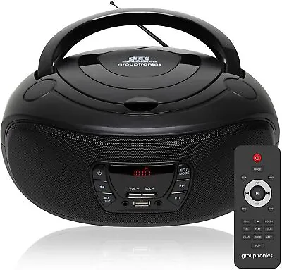 Boombox CD Player Portable GTCDR-501 Black Radio With USB MP3 Player & Remote • £27.95