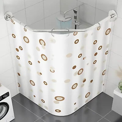 Stretchable Stainless L Shaped Bathroom Bathtub Corner Shower Curtain Rod Rack • $50