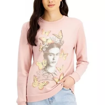 New Love Tribe Juniors Frida Graphic-Print Sweatshirt Pink Shirt TopM • $17.10