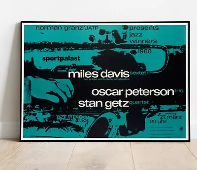 Miles Davis Oscar Peterson 1960 Berlin Live Concert Tour Venue Poster :: 36 X24  • £8.99