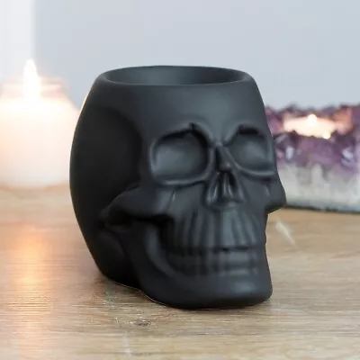 Oil Burner Wax Warmer BLACK SKULL Design Scent Oil Wax Melt Fragrance GOTH Gift • £12.95