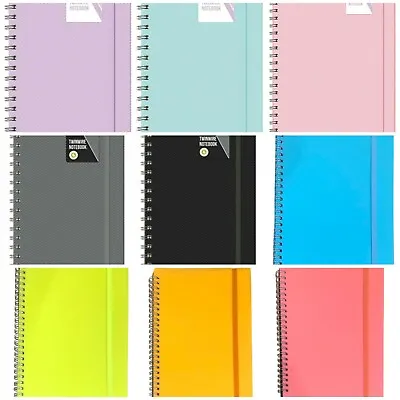 A4 / A5 Note Pad  Spiral Poly Pastel Banded Twinwire Notebook Sheet Lined  • £3.99