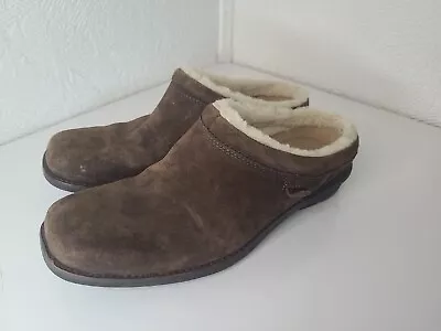 UGG Australia Clog Mule Brown Suede Fur S/N 5380 Womens Size6.5 Excellent Cond • $23.99