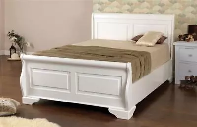 White Wooden Electric Adjustable King Size 5FT DUAL Or NON-DUAL Pine Sleigh Bed • £1825