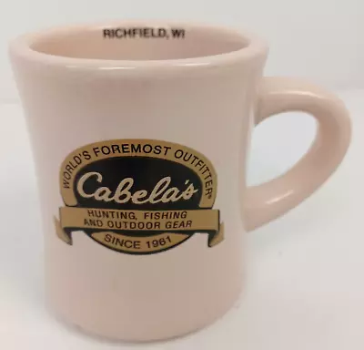 Cabelas Hunting Fishing Heavy Diner Style Coffee Mug Richfield Wisconsin 10 Oz • $15