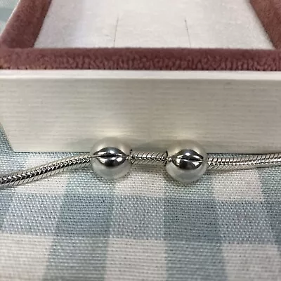 Genuine Pandora  Charms - 2 X S925 ALE Sterling Silver Plain Ball Sphere Clips • £21.99