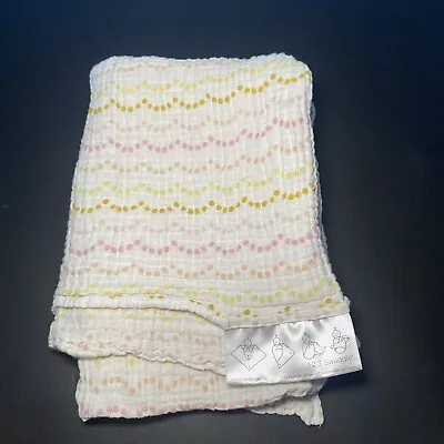 Baby Blanket Polka Dot Scallop Swaddle Designs Muslin Cotton Security Lovey • $8.99