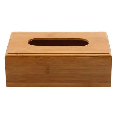 $26.11 • Buy Wood Color Natural Bamboo Tissue Cover Storage Box Napkins Toilet Paper