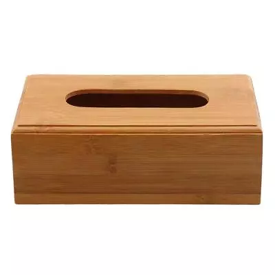 $26.11 • Buy Wood Color Natural Bamboo Tissue Cover Storage Box Napkins Toilet Paper