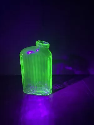 Antique/vintage Uranium Green Oval Ribbed Refrigerator Jar Water Bottle • $44.99