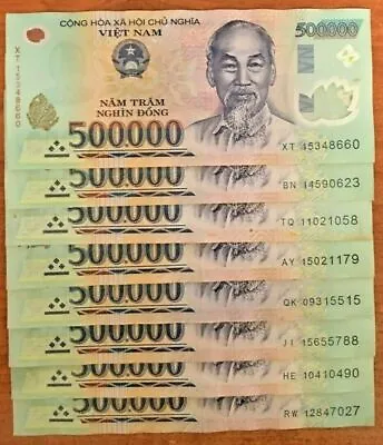 Vietnamese Dong 5 Million (10 X 500000 Note #1 ) Vietnam 500000 UV Pass VND • $350
