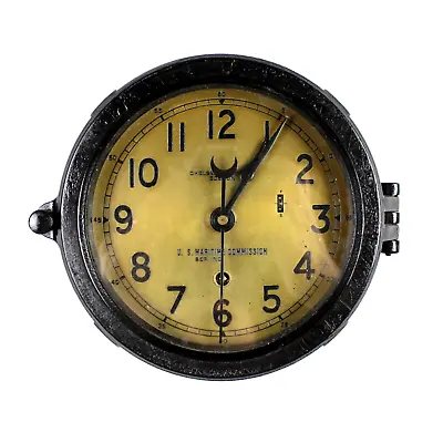 Ww2 Chelsea Clock Co Us Maritime Commission Engine Room Bulkhead Clock 11 Jewels • $449.99