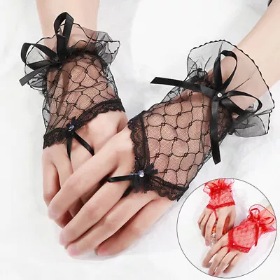 £2.87 • Buy Gloves Fingerless Lace Mesh Fishnet Satin Long Fancy Dress Short Women Sexy HOT