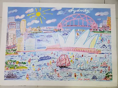 Ken Done SYDNEY Harbor Vintage Framed Lithograph Art Print Opera House Australia • £142.36