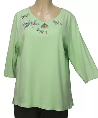 Quacker Factory Women's Top 3/4 Sleeve Green Size L • $16