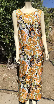 Vintage 60s / 70s Sears At Home Wear Paisley Wrap-Around Caftan Maxi Dress-O/S • $39.99