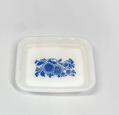 Vintage Avon Delft Blue Floral Milk Glass Soap Dish • $6.29