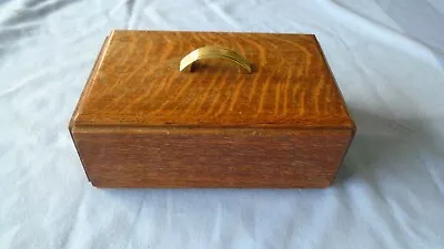 Vintage Oak Wood Trinket Box Desk Top Storage  Playing Cards Box Cigarette Box • £7.49