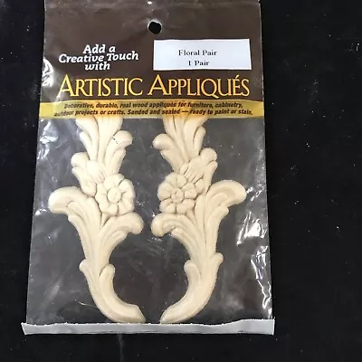 Wooden Moldings Applique Furniture Upcycle Floral Pair Onlays Decorative • $3