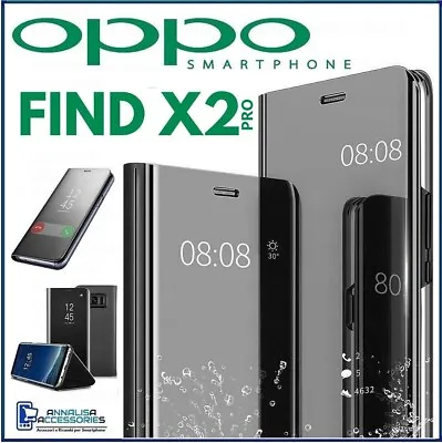 For OPPO FIND X2 PRO CLEAR VIEW FLIP CASE SMART BOOK MIRROR LUXURY STAND COVER • $15.29