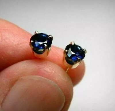 2Ct Lab Created Sapphire Solitaire Earrings Push Back 14K Yellow Gold Finish • $35.88