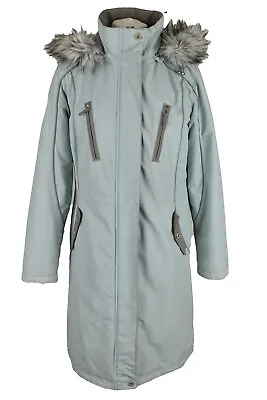 MARKS & SPENCER Per Una Blue Padded Coat Size S Womens Water Repellent Parka • £19.41