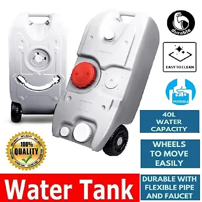 NEW 40L Wheel Water Tank Outdoor Camping Caravan Portable Storage Grey Container • $189.99